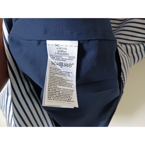 Banana Republic Petite Mini Sheath Dress Striped Ruffle Sleeve Navy White Size 4 - Picture 5 of 6